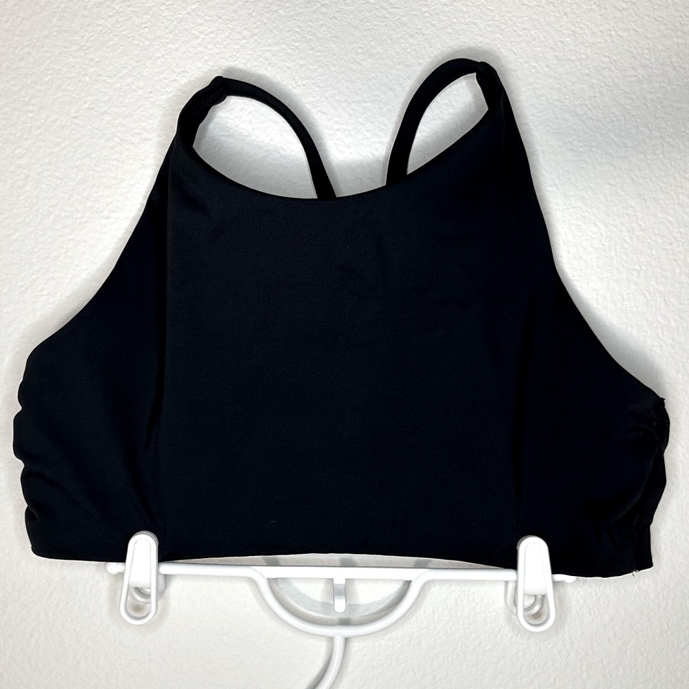 Athleta High Neck Swim/Sports Bra, all black, large - Picture 5 of 6
